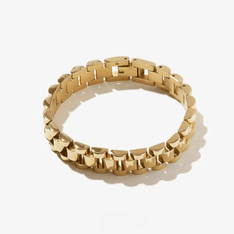link chain watch band style bracelet in gold