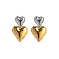 Layered Heart Earrings | Mixed Metal