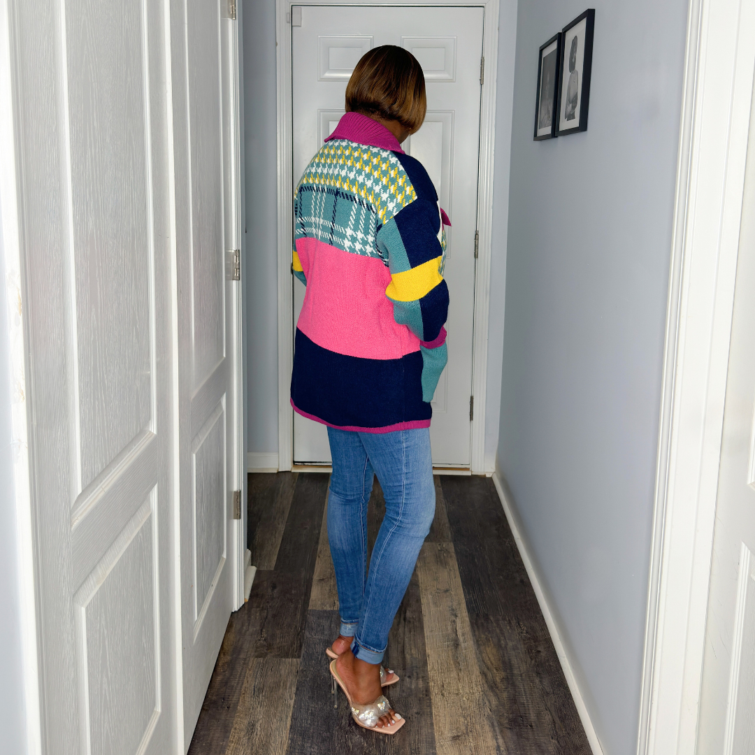 Multi Print Cardigan | Blue