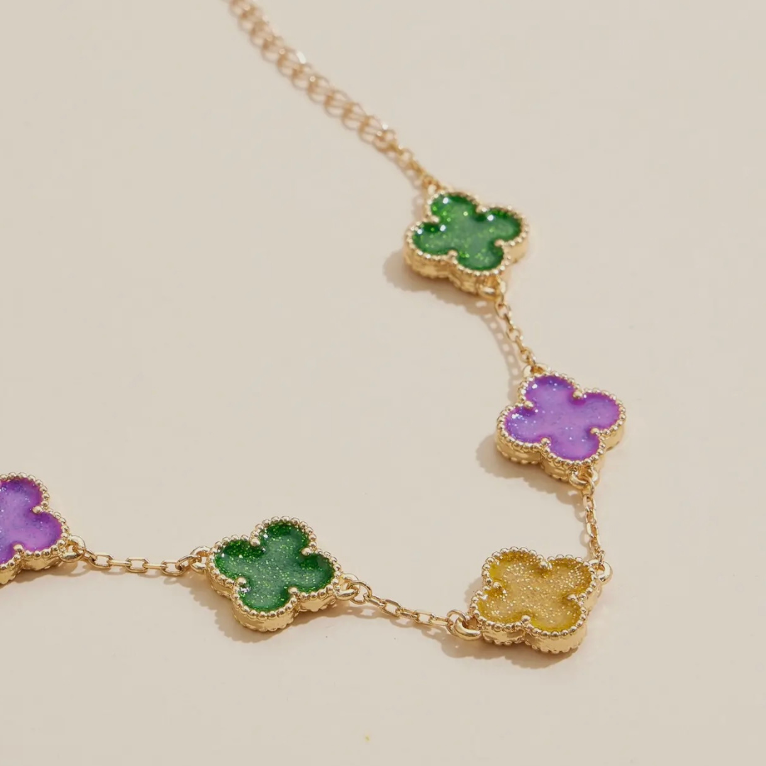 Mardi Gras Floral Link Bracelet