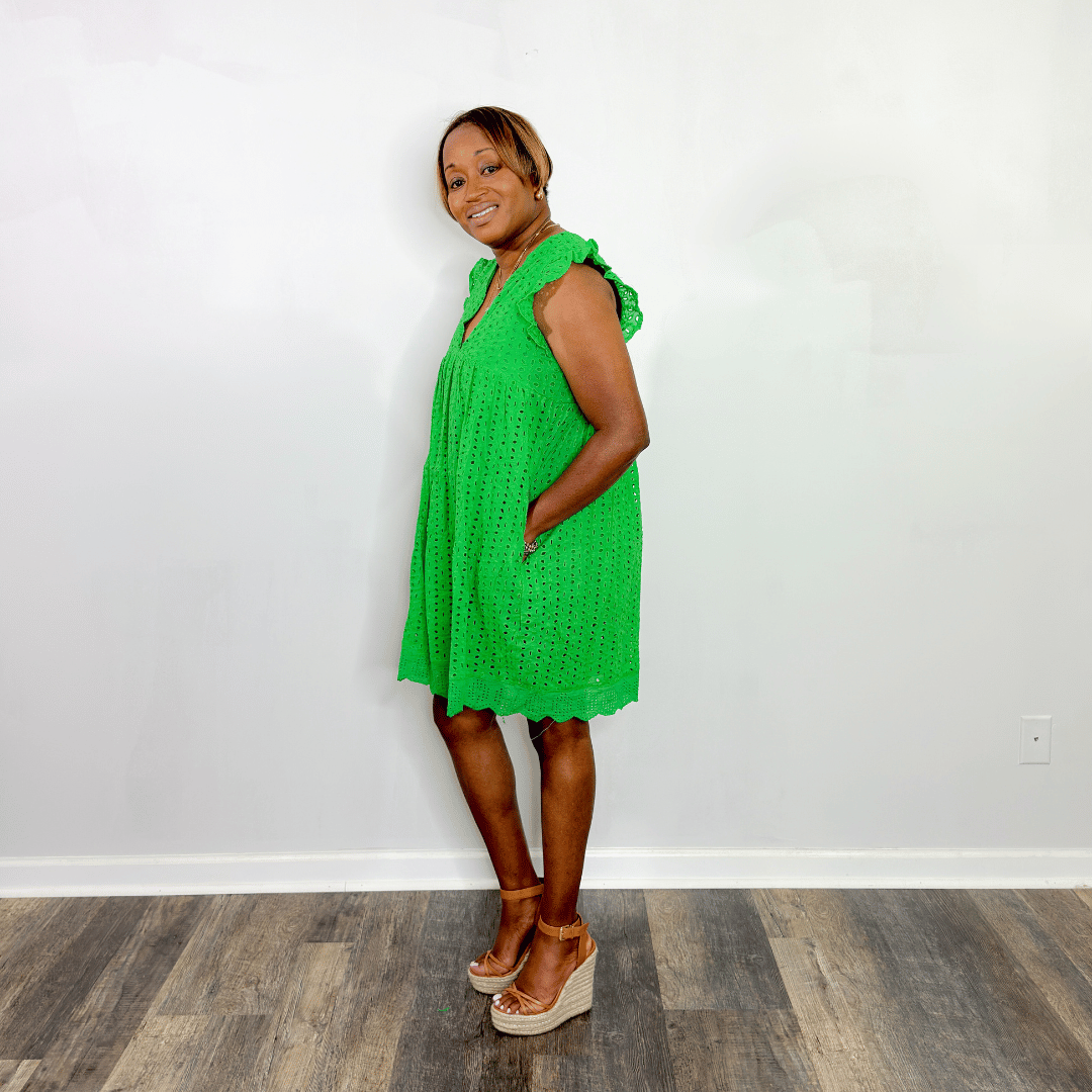 Eyelet Babydoll Dress | Green