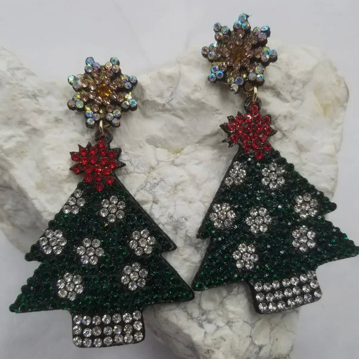 Crystal Christmas Tree Earrings