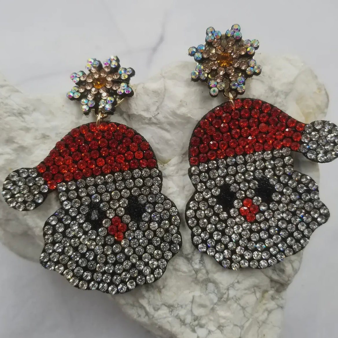 Santa Full Crystal Christmas Earrings