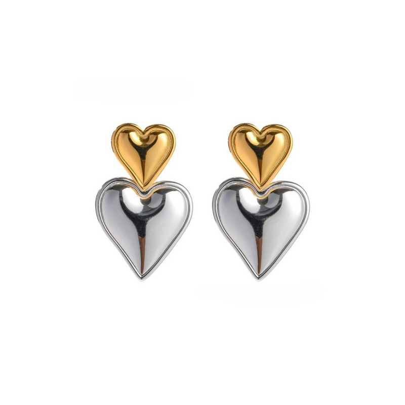 'Tove' Layered Heart Earrings | Mixed Metal